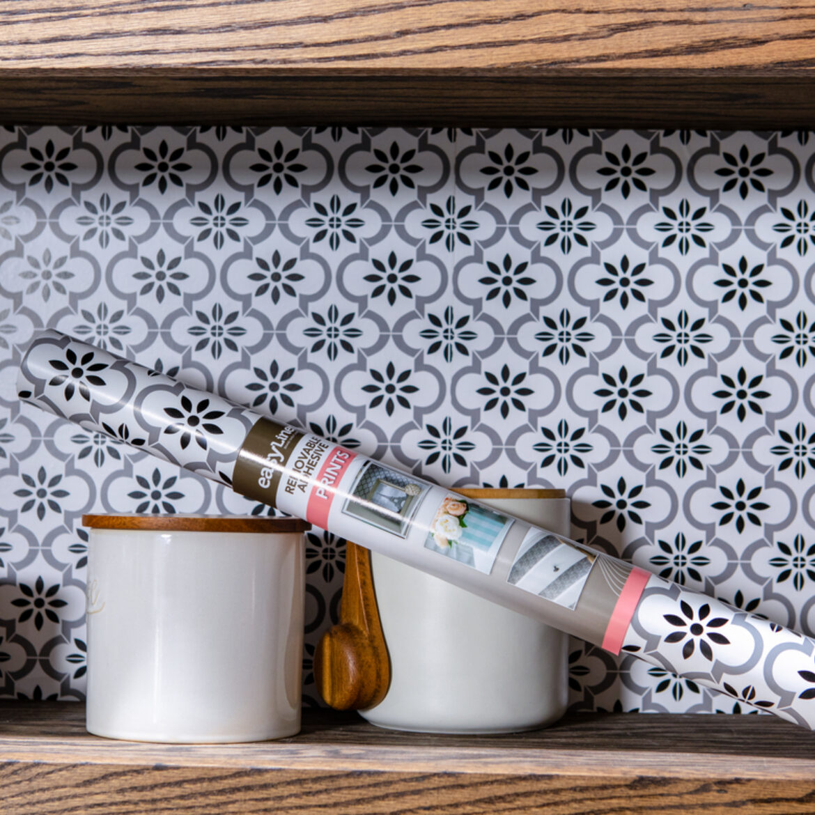 Rustic Pantry Makeover with Adhesive Shelf Liner