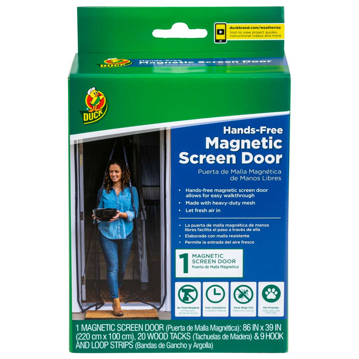 Duck® Brand Hands-Free Magnetic Screen Door