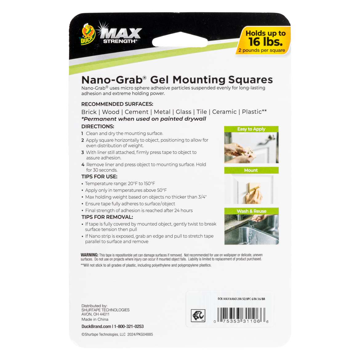 Duck Max Strength® Nano-Grab® Square Tabs